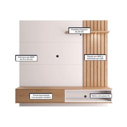 Painel para Tv Suspenso Tocantins 1.6 Off White Freijó - Colibri - 2