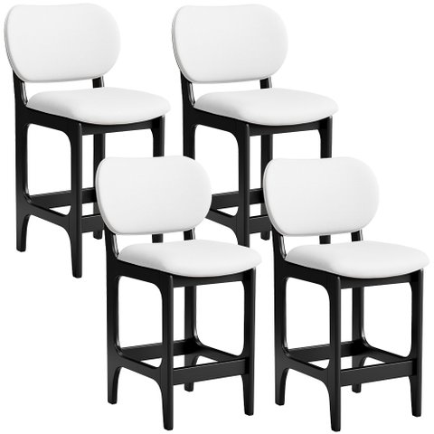 Kit 04 Banquetas Baixa Bar Cozinha Sala Jantar Fixa Betta L02 Preto Facto Branco - Lyam Decor Banque