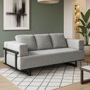 Ver imagem 1 de Sofá Cama 2 Lugares Living 200cm Base Industrial Sala Cherie Linho K01 - D’Rossi