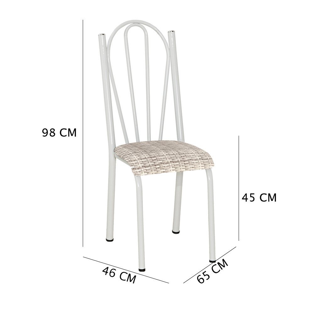 Kit 6 Cadeiras de Cozinha Alasca Estampado Rattan Pés de Ferro Branco - Pallazio - 5