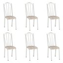 Ver imagem 1 de Kit 6 Cadeiras de Cozinha Alasca Estampado Rattan Pés de Ferro Branco - Pallazio