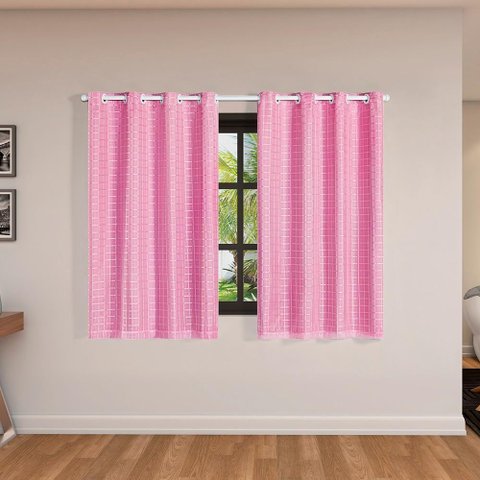Cortina Blackout Pvc com Tecido Voil Xadrez 2,80 M X 1,60 M - Rosa