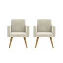 Ver imagem 1 de Kit 02 Poltronas Decorativas Nina Cadeira Escritório Recepção Bege