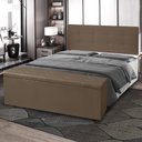 Ver imagem 2 de Kit Cabeceira Painel e Calçadeira Baú Solteiro 0,90m Berlim Suede Marrom Sky Mobile