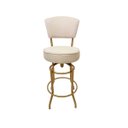 Ver imagem 3 de Kit 2 Banquetas Bar Cor Dourado Fosco Bancada Média Altura 65cm Giratória Encosto Estofado Assento L