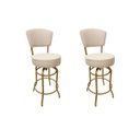 Ver imagem 1 de Kit 2 Banquetas Bar Cor Dourado Fosco Bancada Média Altura 65cm Giratória Encosto Estofado Assento L