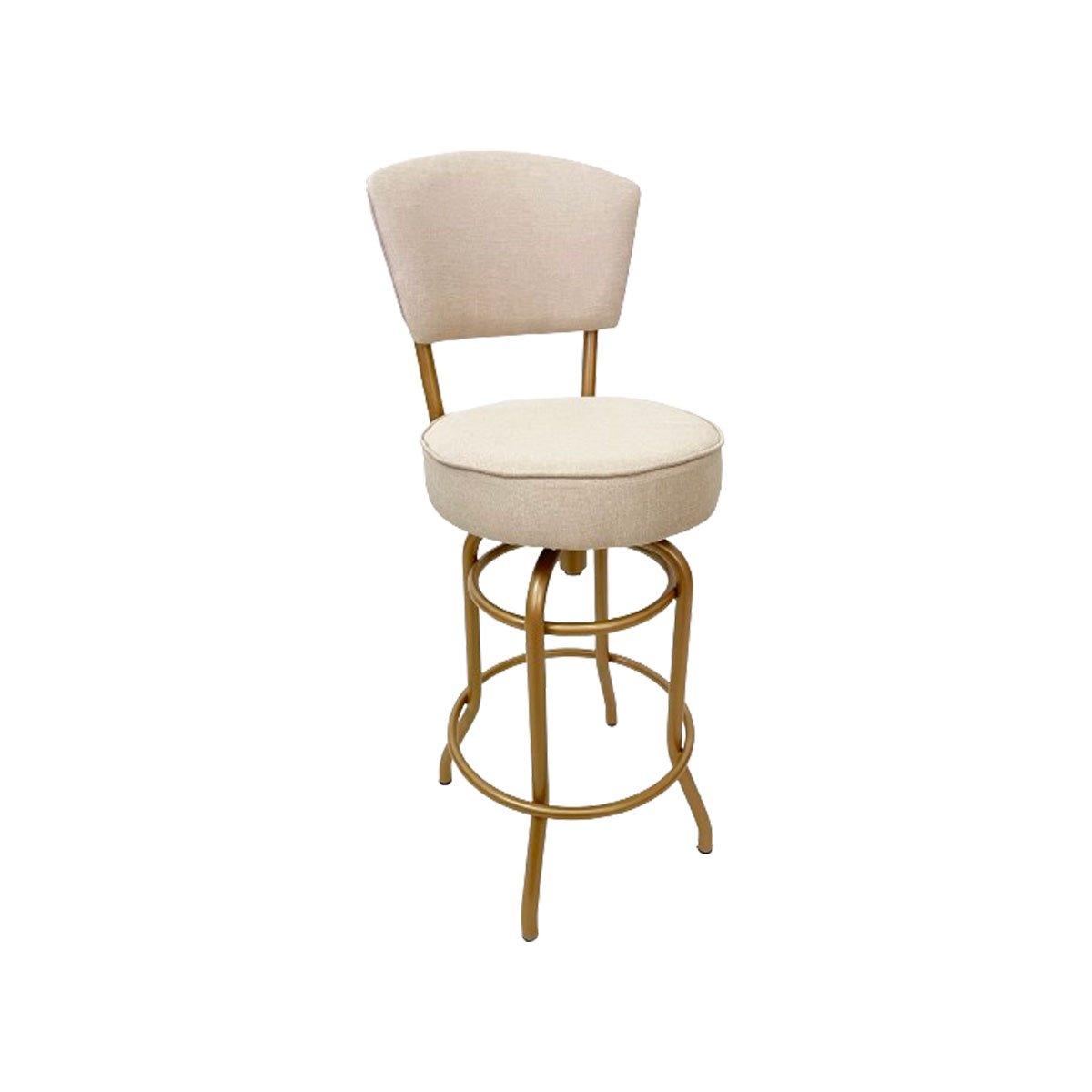Kit 2 Banquetas Bar Cor Dourado Fosco Bancada Média Altura 65cm Giratória Encosto Estofado Assento L - 5