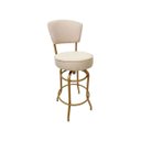 Ver imagem 5 de Kit 2 Banquetas Bar Cor Dourado Fosco Bancada Média Altura 65cm Giratória Encosto Estofado Assento L