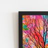 Árvores Coloridas Arte Quadro Moldura Preta 60x40cm - 2