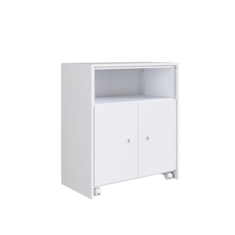 Balcão Multiuso com Mesa Recolhível e Rodízios Branca