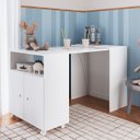 Ver imagem 3 de Balcão Multiuso com Mesa Recolhível e Rodízios Branca