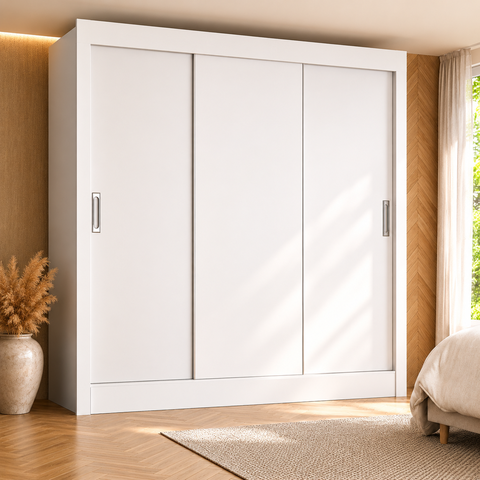 Guarda-Roupa Casal 3 Portas Correr Real Yescasa Branco
