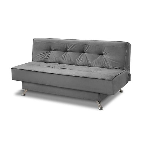 Sofá Cama 1,80m Flavia Suede Cinza Rover & Beato