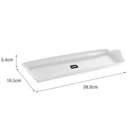 Bandeja de Plástico Retangular Branco Decorativa 38x16cm Uz Servir Organizar - 3