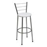 Banqueta Alta Cromada com Encosto para Cozinha Assento Branco - 1