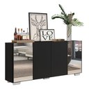Ver imagem 1 de Aparador Buffet 4 Portas com Espelho e Pés Quadrados Vegas Multimóveis V3563 Preto/Branco