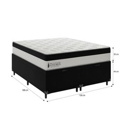 Cama Box Baú Casal Bipartido + Colchão Londres Molas Ensacadas Pocket - 74x138x188cm - Suede Veludo  - 2