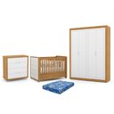 Ver imagem 1 de Dormitório Tutto New 4 Portas, Cômoda 4 Gavetas e Berço Freijó/branco Soft com Capitonê e Colch