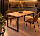 Ver imagem 2 de Mesa de Jantar Reforçada Industrial 140x60cm Tampo Bege Pés Preto
