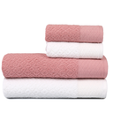 Ver imagem 1 de Kit 2 Toalhas de Banho + 2 Toalhas de Rosto Capri Atlântica Gigante 100% Algodão Banhão Cor:rosa Rom