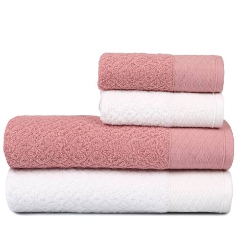 Kit 2 Toalhas de Banho + 2 Toalhas de Rosto Capri Atlântica Gigante 100% Algodão Banhão Cor:rosa Rom