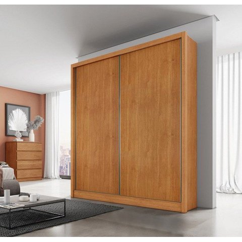 Guarda Roupa Solteiro MDF 2 Portas 3 Gavetas Ávila Marrom/Cinamomo