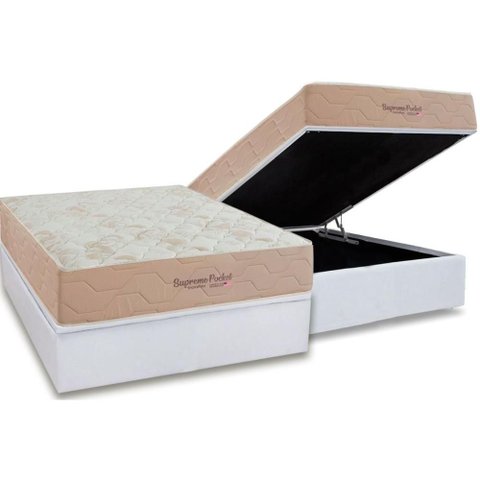 Cama Box Baú Casal + Colchão Molas Inovaflex Supreme