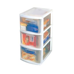 Gaveteiro de Plásticco 3 Gavetas Transparente São Bernardo - 1