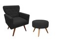 Ver imagem 1 de Kit Poltrona Decorativa Aurora + 1 Puff Redondo Suede Preto Pés Madeira Ms Decor