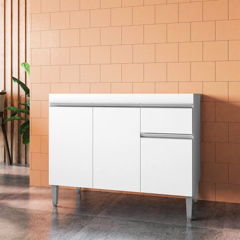 Balcão Cozinha Tatiane 3 Portas 1 Gaveta 100cm Ajl Móveis