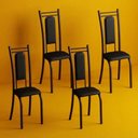 Ver imagem 5 de Kit 4 Cadeiras Paris Corino Preto Tubo Marrom Cafe