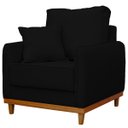 Ver imagem 4 de Poltrona Sofa Sena Base de Madeira Luxo Conforto para Hotel e Sala Linho Preto