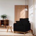 Ver imagem 2 de Poltrona Sofa Sena Base de Madeira Luxo Conforto para Hotel e Sala Linho Preto