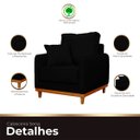 Ver mais imagens de Poltrona Sofa Sena Base de Madeira Luxo Conforto para Hotel e Sala Linho Preto