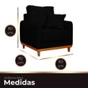 Ver imagem 7 de Poltrona Sofa Sena Base de Madeira Luxo Conforto para Hotel e Sala Linho Preto