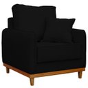 Ver imagem 3 de Poltrona Sofa Sena Base de Madeira Luxo Conforto para Hotel e Sala Linho Preto