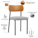 Ver imagem 4 de Kit 04 Cadeiras para Sala de Jantar Melina L02 Couríssimo Whisky Linho Cinza - Lyam Decor