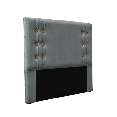 Cabeceira Cama Box Casal 140cm e Recamier Gênova Veludo S04 - D'Rossi Cor Cinza