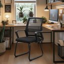 Ver imagem 2 de Cadeira de Escritório Secretária Estofada Artis Base Fixa Cor Preto - Sallar Home