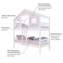 Ver imagem 4 de Beliche Casinha Dos Sonhos Madeira Maciça Rosa/ Branco Housin
