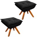 Ver imagem 1 de Kit 2 Puff's Decorativos Base Giratória em Madeira Charger Suede Preto - Gran Belo