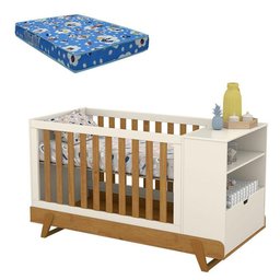 Berço Multifuncional Bkids Off White Freijó Eco Wood com Colchão Ortobom - Matic - 1 Berço Multifuncional Bkids Off White Freijó Eco Wood com Colchão Ortobom - Matic - 1