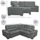 Ver imagem 2 de Sofá de Canto Retrátil e Reclinável com Molas Cama Inbox Austin 2,40M x 2,40M Suede Velusoft