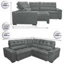 Ver imagem 2 de Sofá de Canto Retrátil e Reclinável com Molas Cama Inbox Austin 2,50M x 2,50M Suede Velusoft