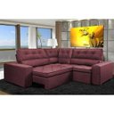 Ver imagem 1 de Sofá de Canto Retrátil e Reclinável com Molas Cama Inbox Austin 2,20M x 2,20M Suede Velusoft