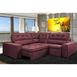 Sofá de Canto Retrátil e Reclinável com Molas Cama Inbox Austin 2,20M x 2,20M Suede Velusoft - 1 Sofá de Canto Retrátil e Reclinável com Molas Cama Inbox Austin 2,20M x 2,20M Suede Velusoft - 1