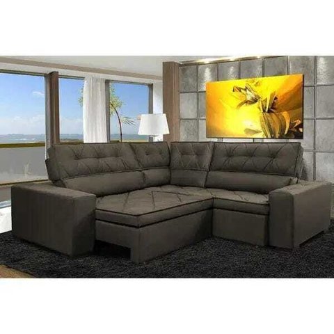 Sofá de Canto Retrátil e Reclinável com Molas Cama Inbox Austin 2,20M x 2,20M Suede Velusoft