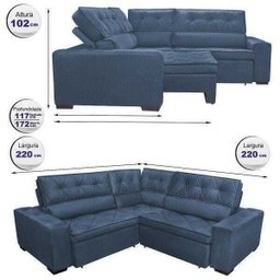 Sofá de Canto Retrátil e Reclinável com Molas Cama Inbox Austin 2,20M x 2,20M Suede Velusoft - 2 Sofá de Canto Retrátil e Reclinável com Molas Cama Inbox Austin 2,20M x 2,20M Suede Velusoft - 2