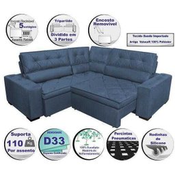 Sofá de Canto Retrátil e Reclinável com Molas Cama Inbox Austin 2,20M x 2,20M Suede Velusoft - 3 Sofá de Canto Retrátil e Reclinável com Molas Cama Inbox Austin 2,20M x 2,20M Suede Velusoft - 3