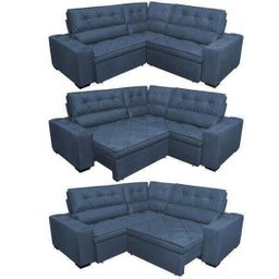Sofá de Canto Retrátil e Reclinável com Molas Cama Inbox Austin 2,20M x 2,20M Suede Velusoft - 7 Sofá de Canto Retrátil e Reclinável com Molas Cama Inbox Austin 2,20M x 2,20M Suede Velusoft - 7